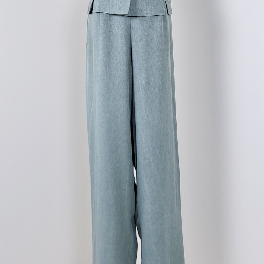 90’s lounge pants olive green vintage straight leg flowy lightweight high rise - Picture 7 of 14